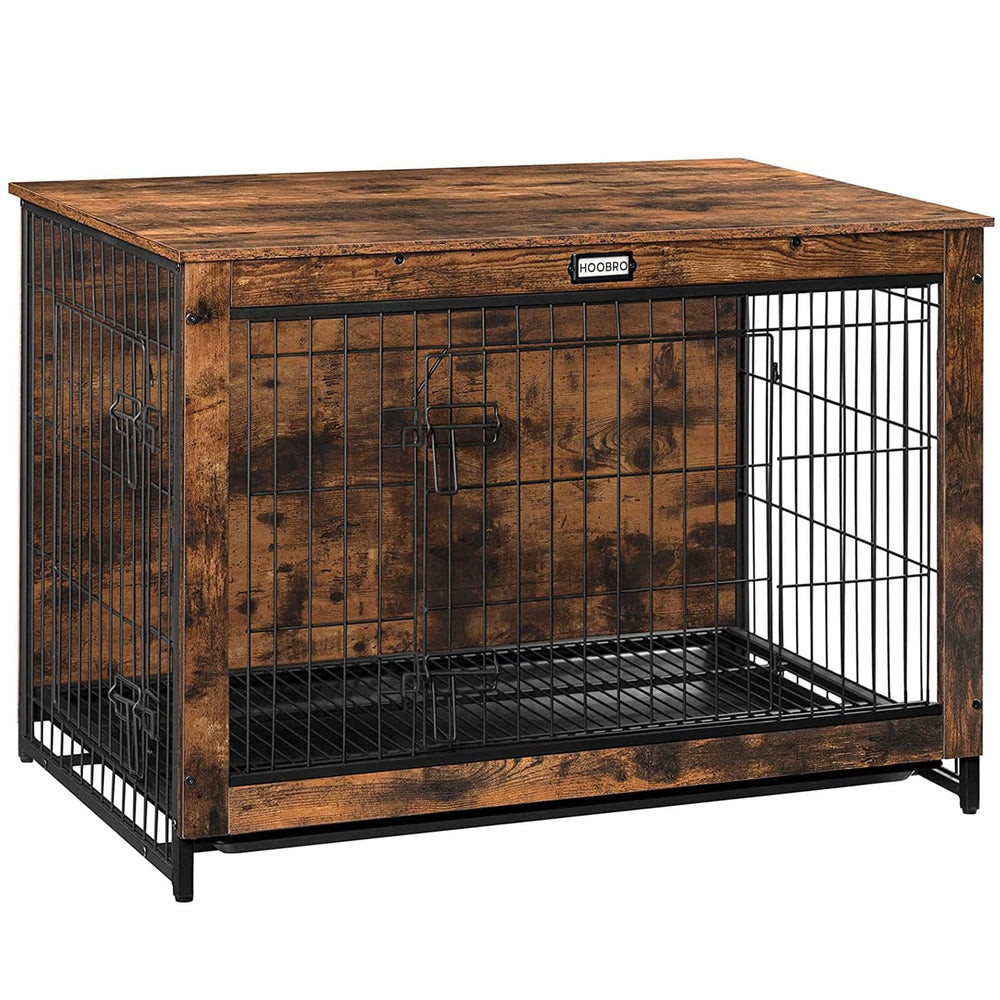 HOOBRO dog crate furniture end table front view for stylish pet housing.