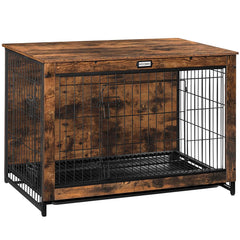 HOOBRO dog crate furniture end table front view for stylish pet housing.