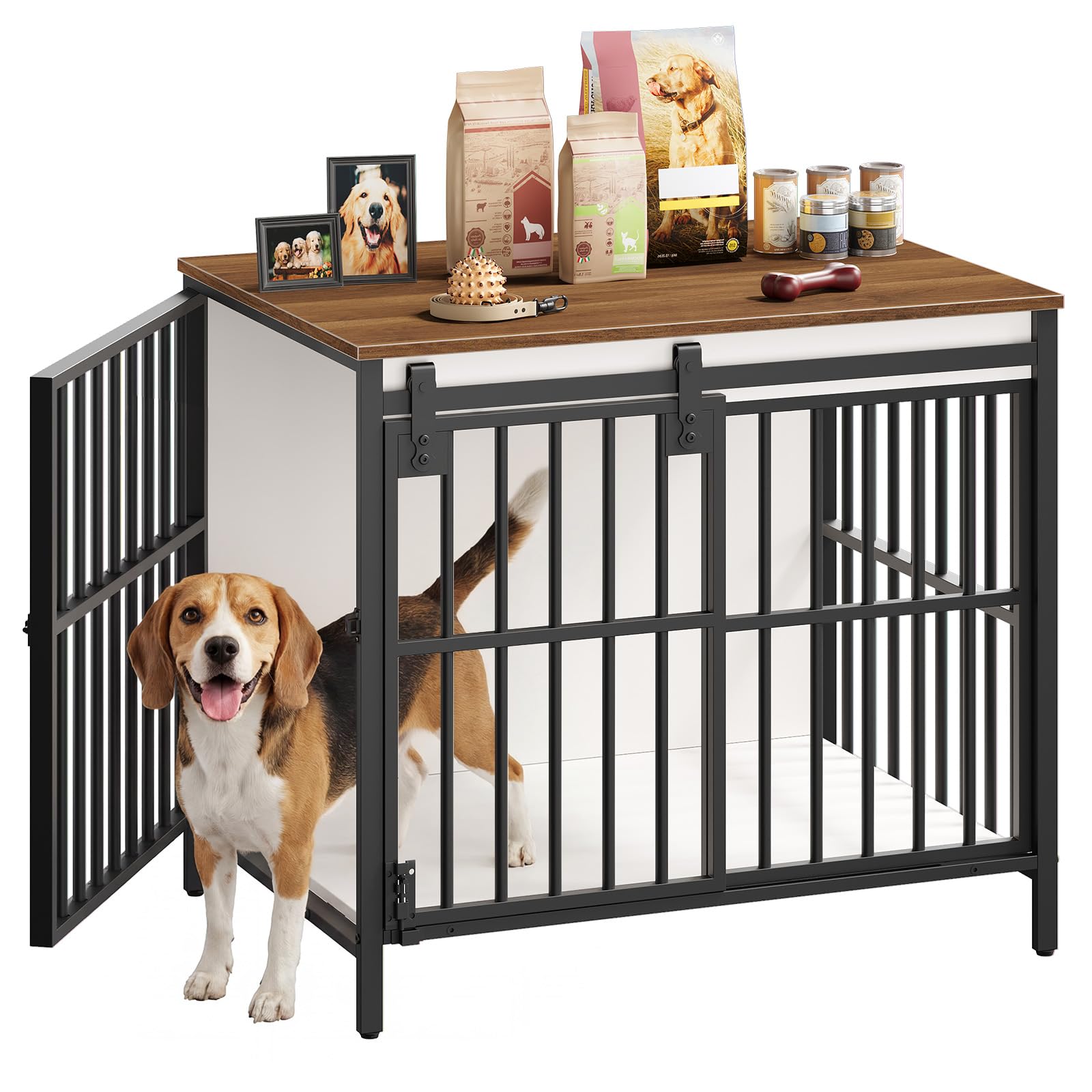 HOOBRO rustic brown and black finish suits living room styles.