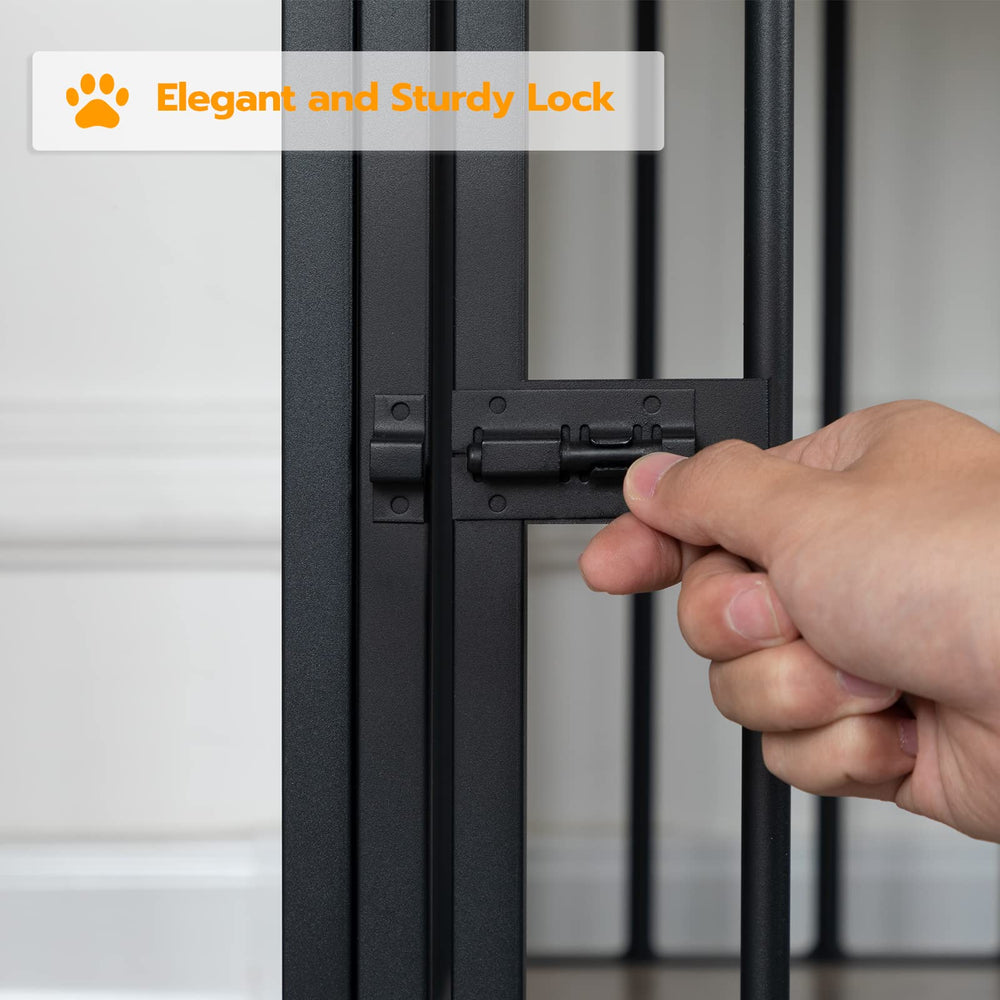 HOOBRO dog crate furniture retro panel detail showcases industrial modern aesthetic.