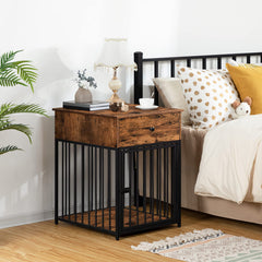 HOOBRO dog crate furniture top view emphasizing large usable surface for decor or daily essentials.
