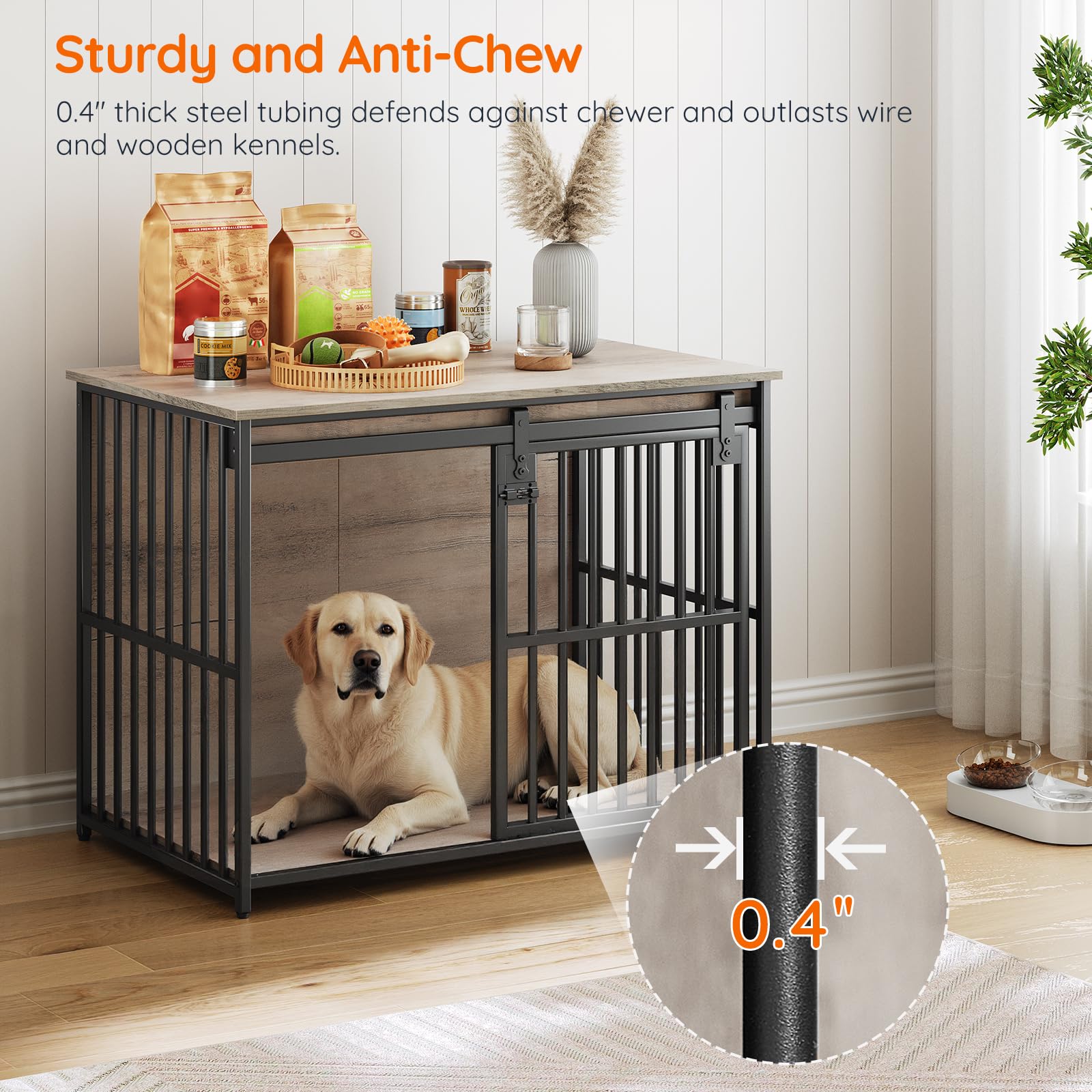 HOOBRO chew-resistant frame provides sturdy confinement for playful small to medium dogs.