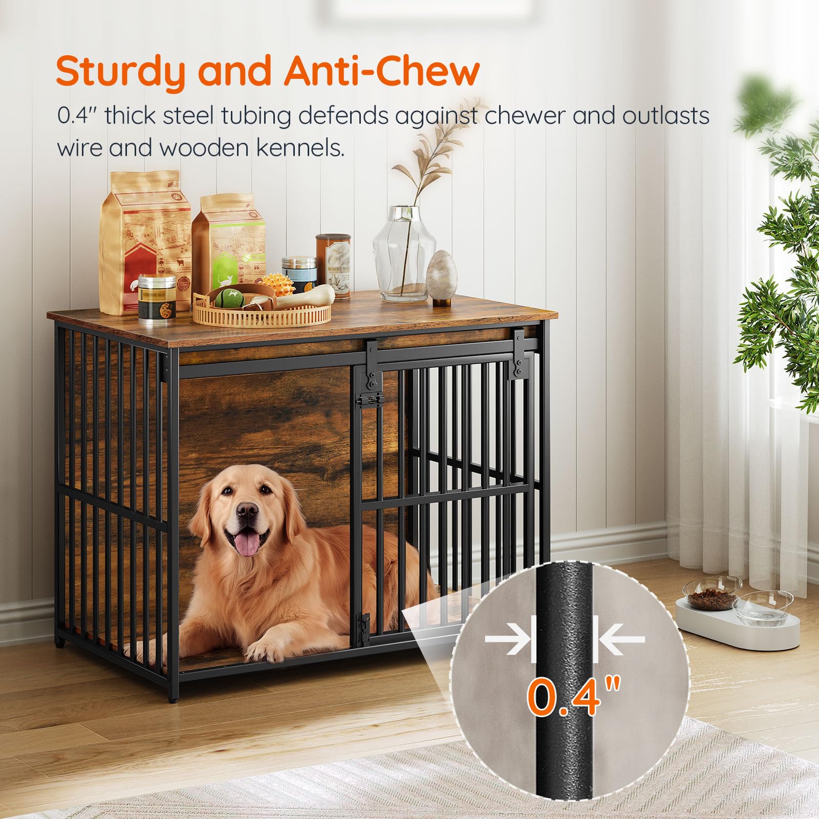 HOOBRO kennel sliding door highlights easy access for pets.