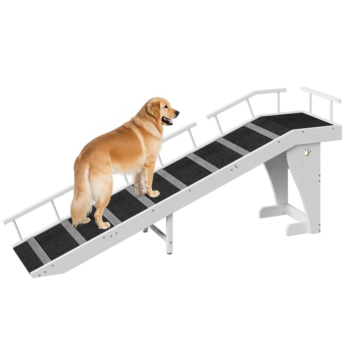 HOOBRO dog ramp for bed wide-angle view shows length for easy bed access