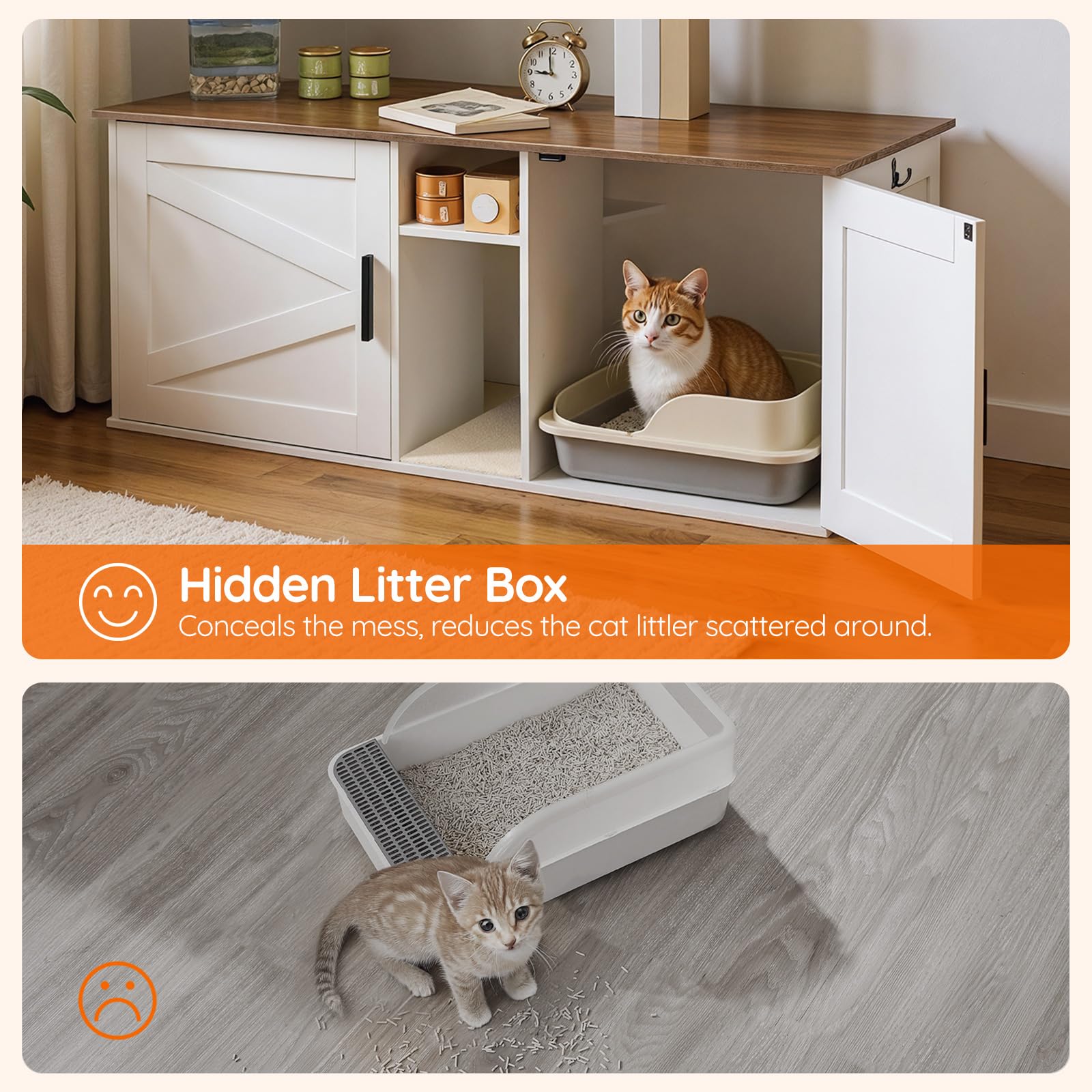 HOOBRO dual-color cabinet adds chic farmhouse style to living spaces.