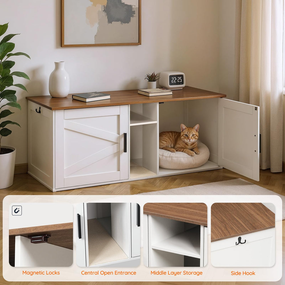 HOOBRO open middle compartment keeps cat essentials within easy reach.