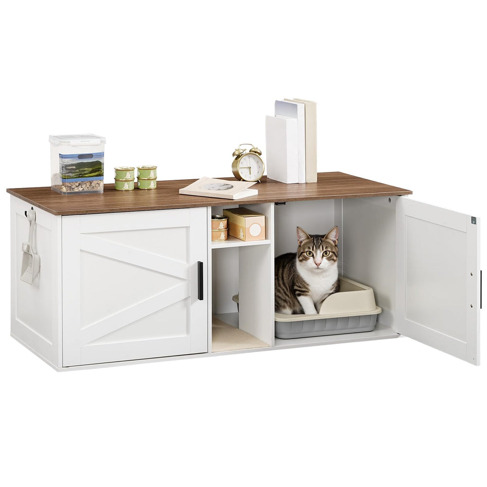 HOOBRO room setting shows enclosure used as a side table.