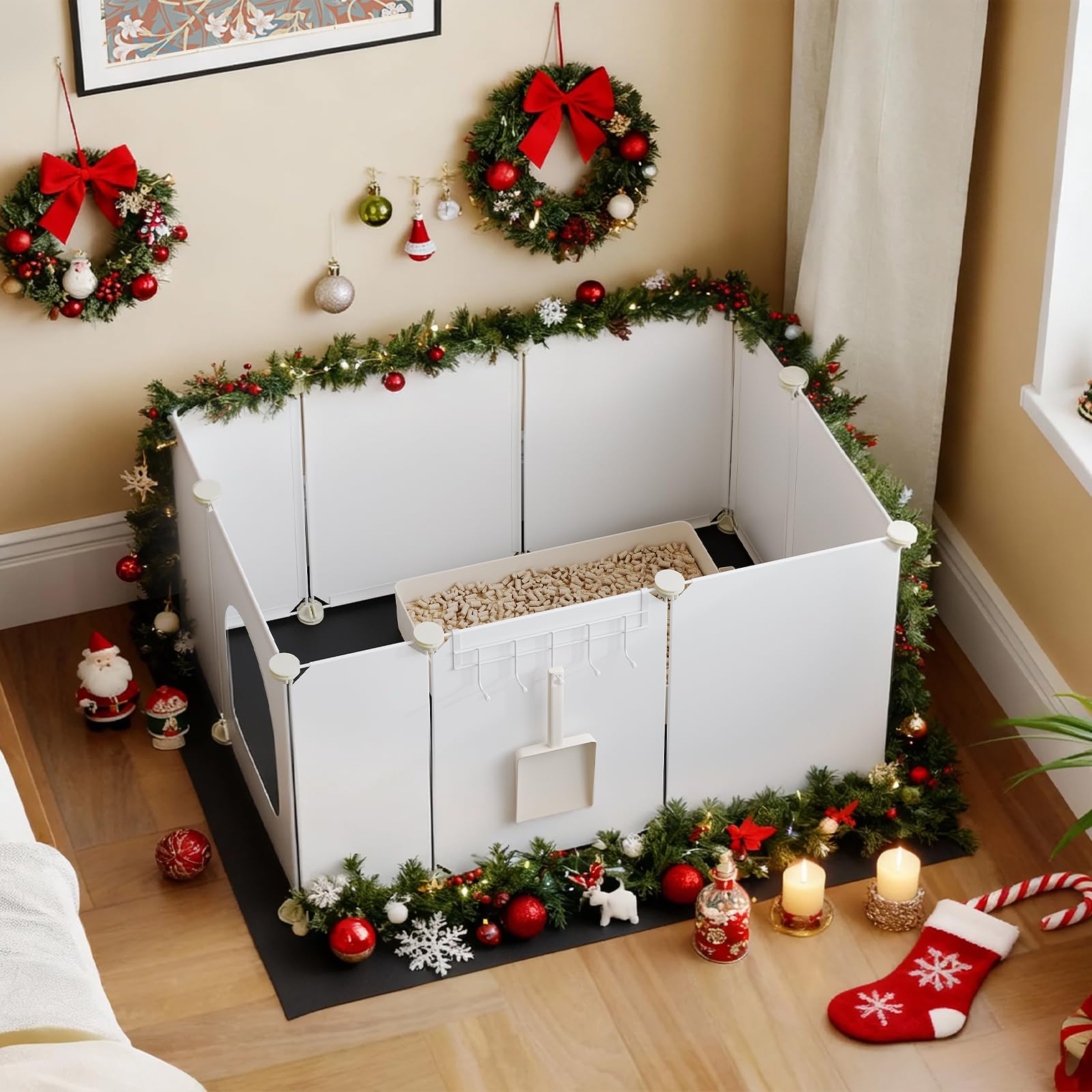 HOOBRO enclosure with arch entrance offers cat privacy and clean lines