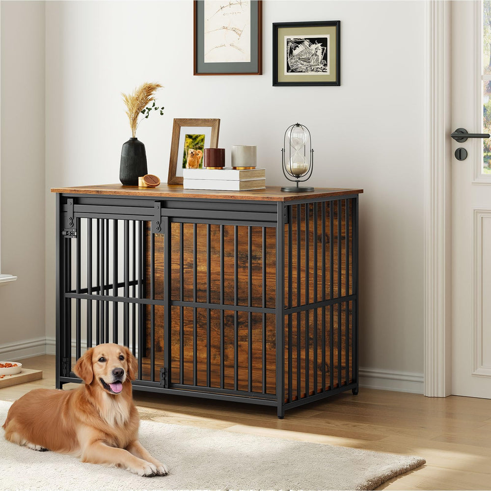 HOOBRO heavy-duty dog crate communicates sturdy support and safety.