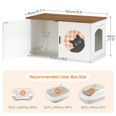 HOOBRO hidden litter box cabinet door with cat patterns, charming presence and private space for your cat