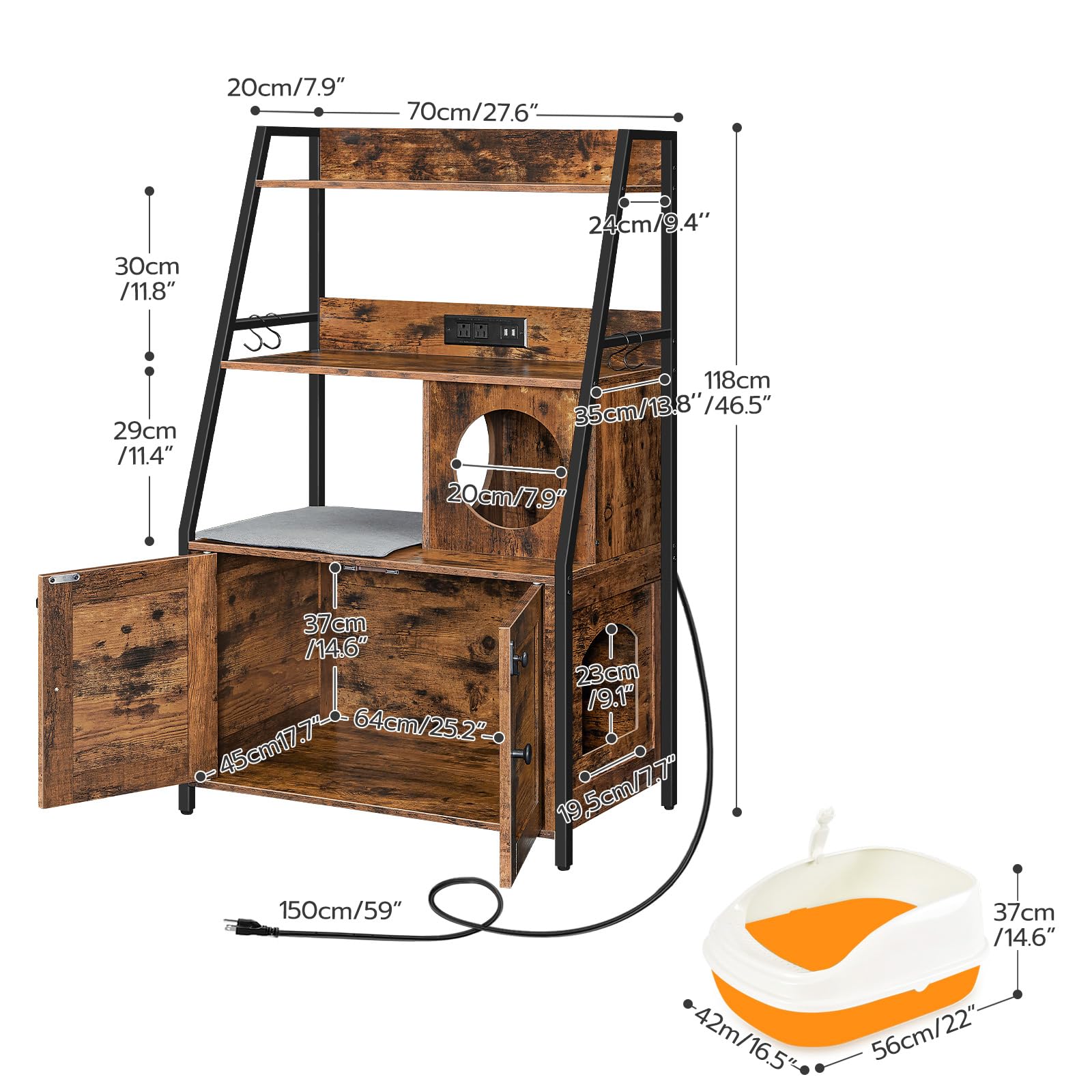 HOOBRO rustic brown and black finish complements home decor