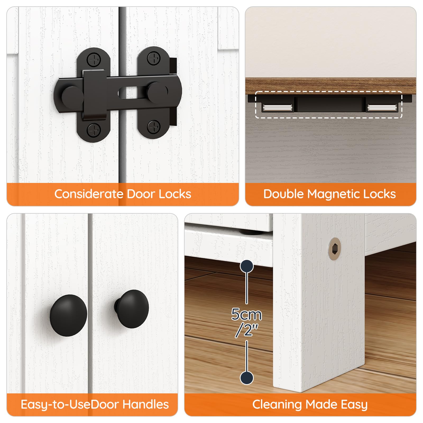 HOOBRO Litter Box Enclosure bottom storage keeps litter supplies organized.