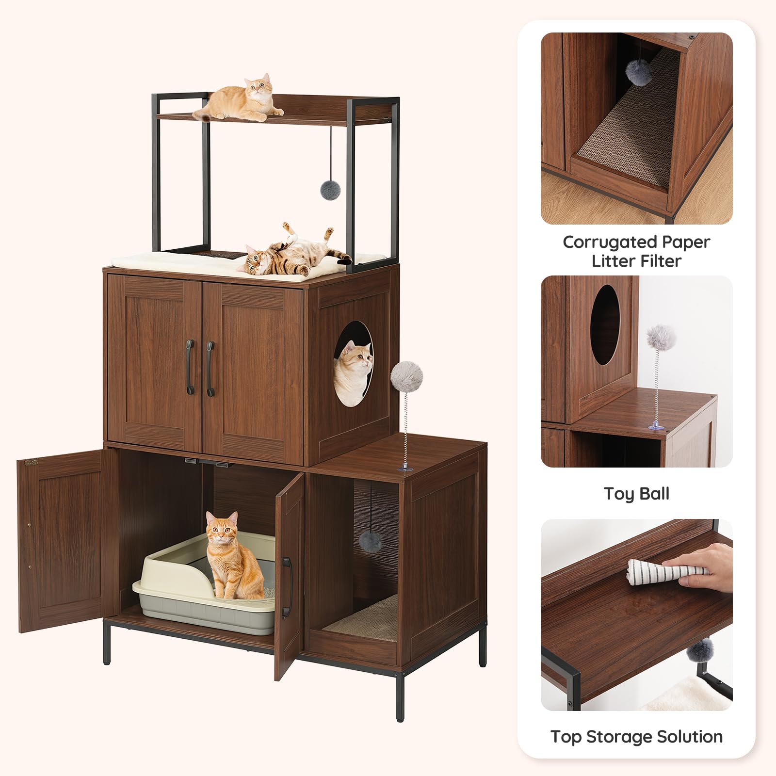 HOOBRO Litter Box Enclosure compact footprint fits tight spaces