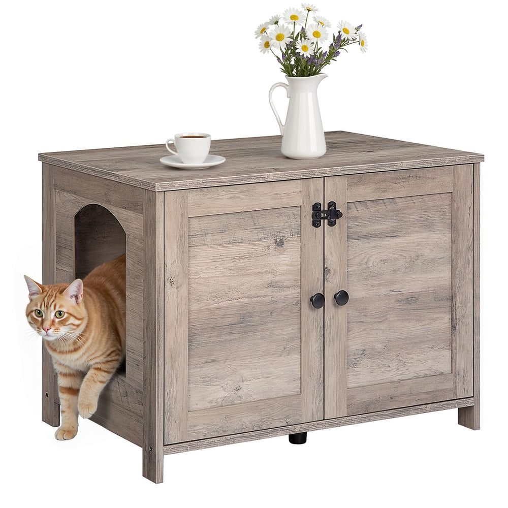 HOOBRO Litter Box Enclosure dimensions show fit for most litter boxes in homes.
