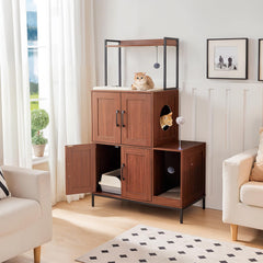 HOOBRO Litter Box Enclosure dual-space design supports simultaneous cat use and rest