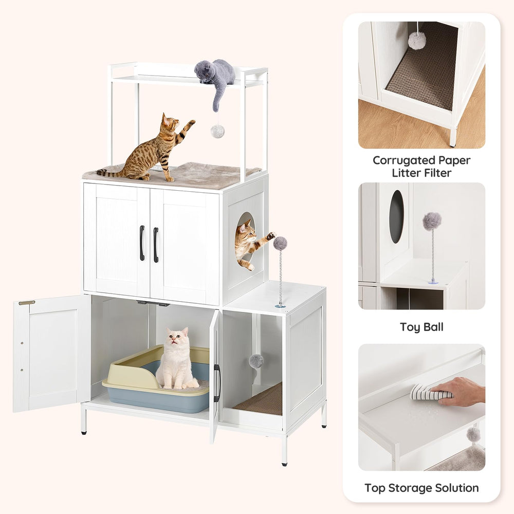 HOOBRO Litter Box Enclosure elevated bottom simplifies daily cleaning