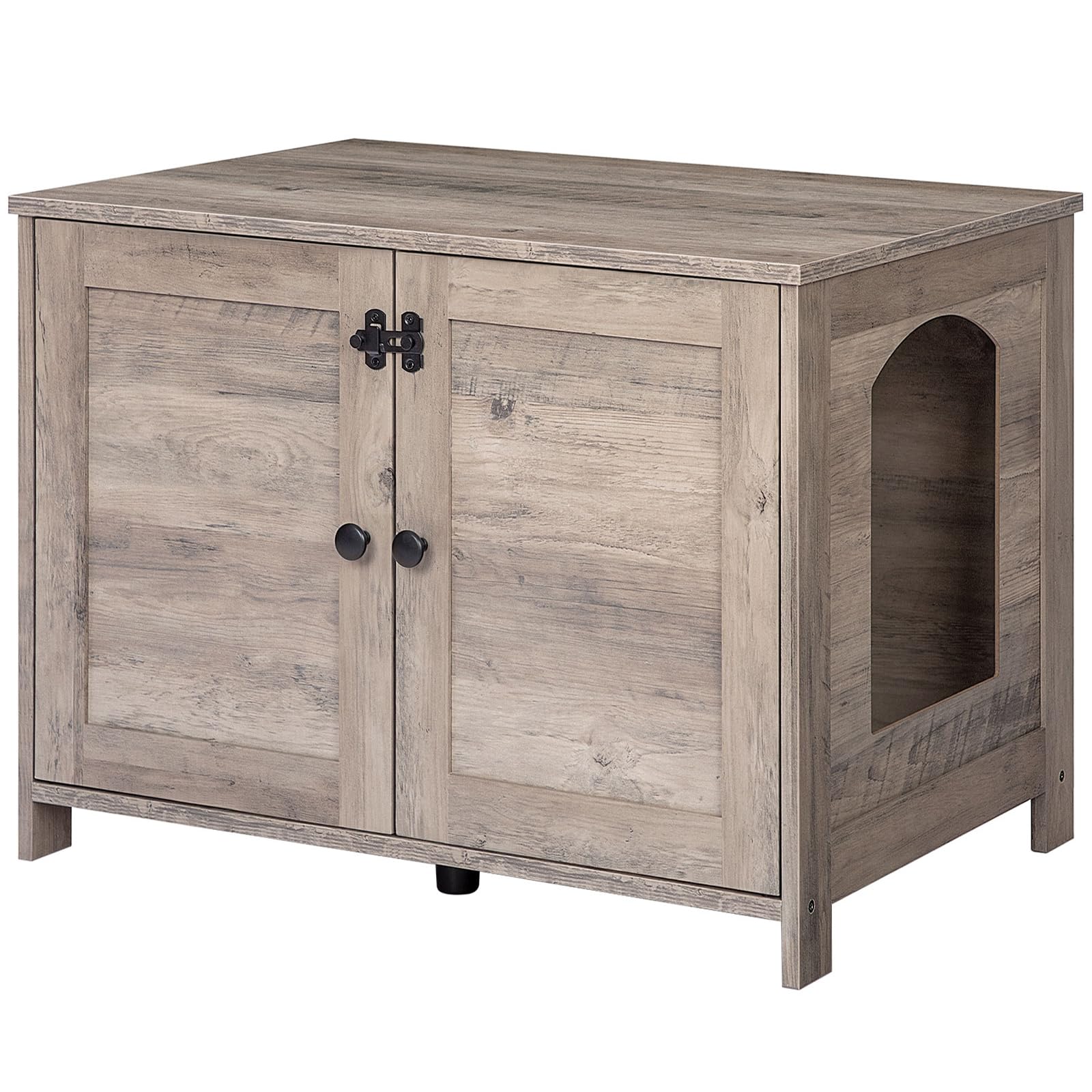 HOOBRO Litter Box Enclosure front view shows hidden litter space in stylish cabinet.