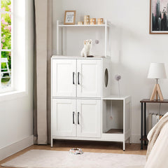 HOOBRO Litter Box Enclosure interior shows dual-space for two cats with privacy