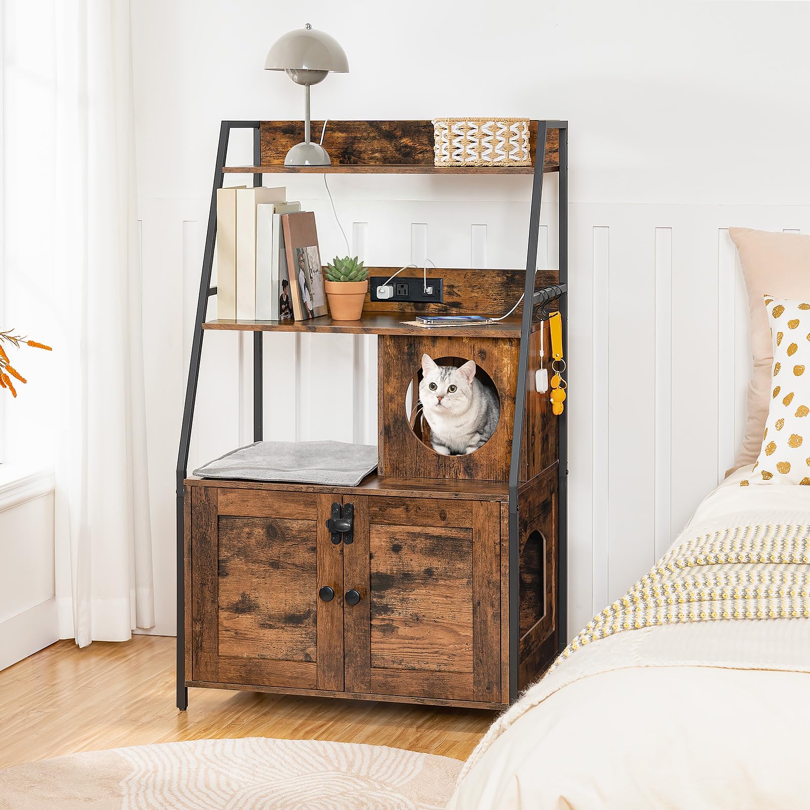 HOOBRO open shelves for easy storage of litter supplies and toys