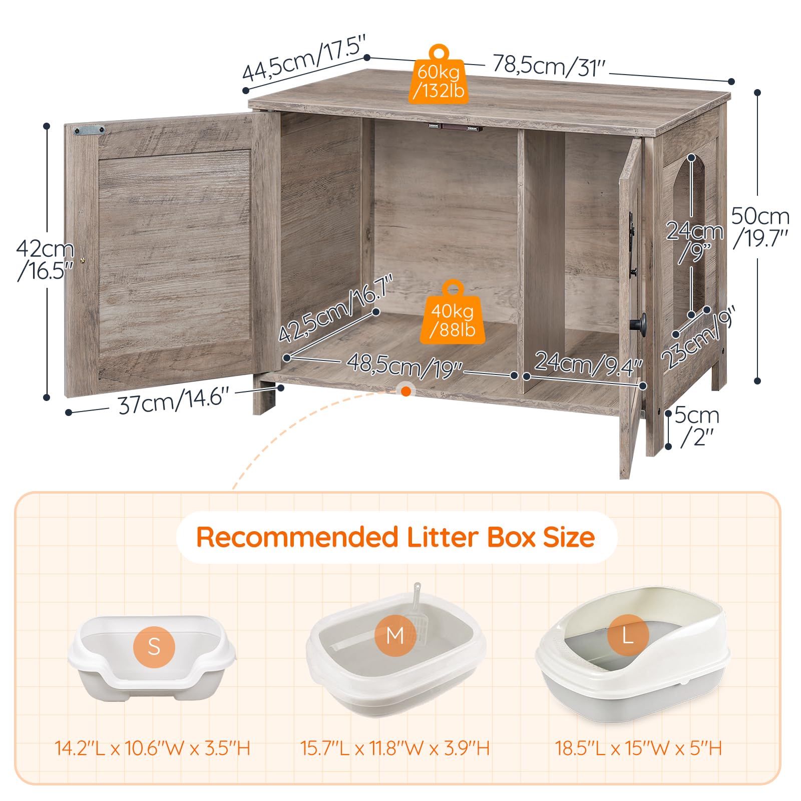HOOBRO Litter Box Enclosure privacy design offers a calm cat hiding spot.