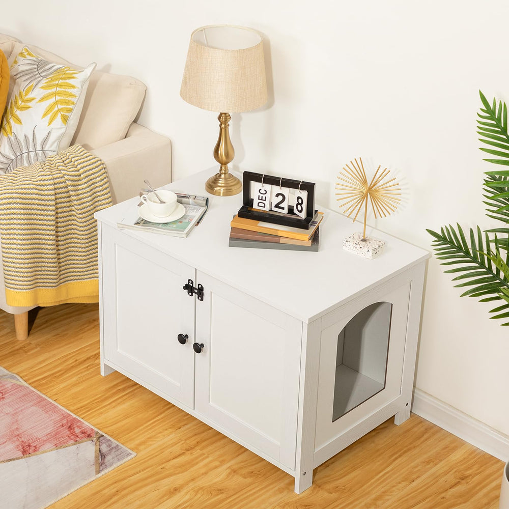 HOOBRO Litter Box Enclosure side view illustrating compact end table design