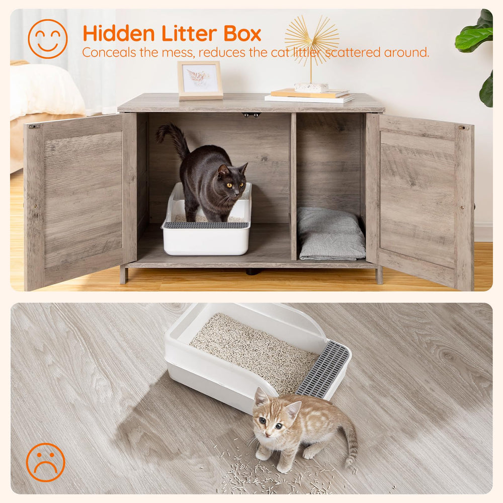 HOOBRO Litter Box Enclosure top surface usable as small table or decor surface.
