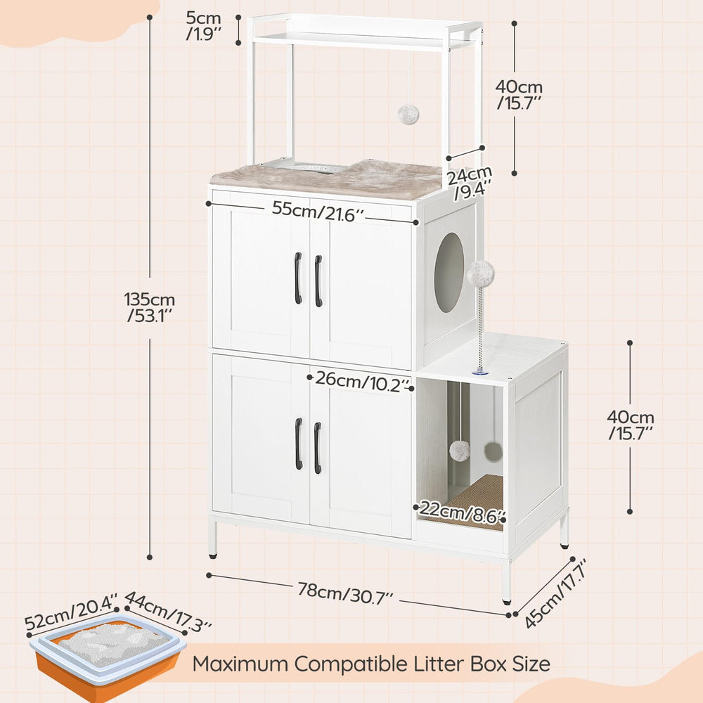HOOBRO Litter Box Enclosure toy ball close-up highlights enrichment options