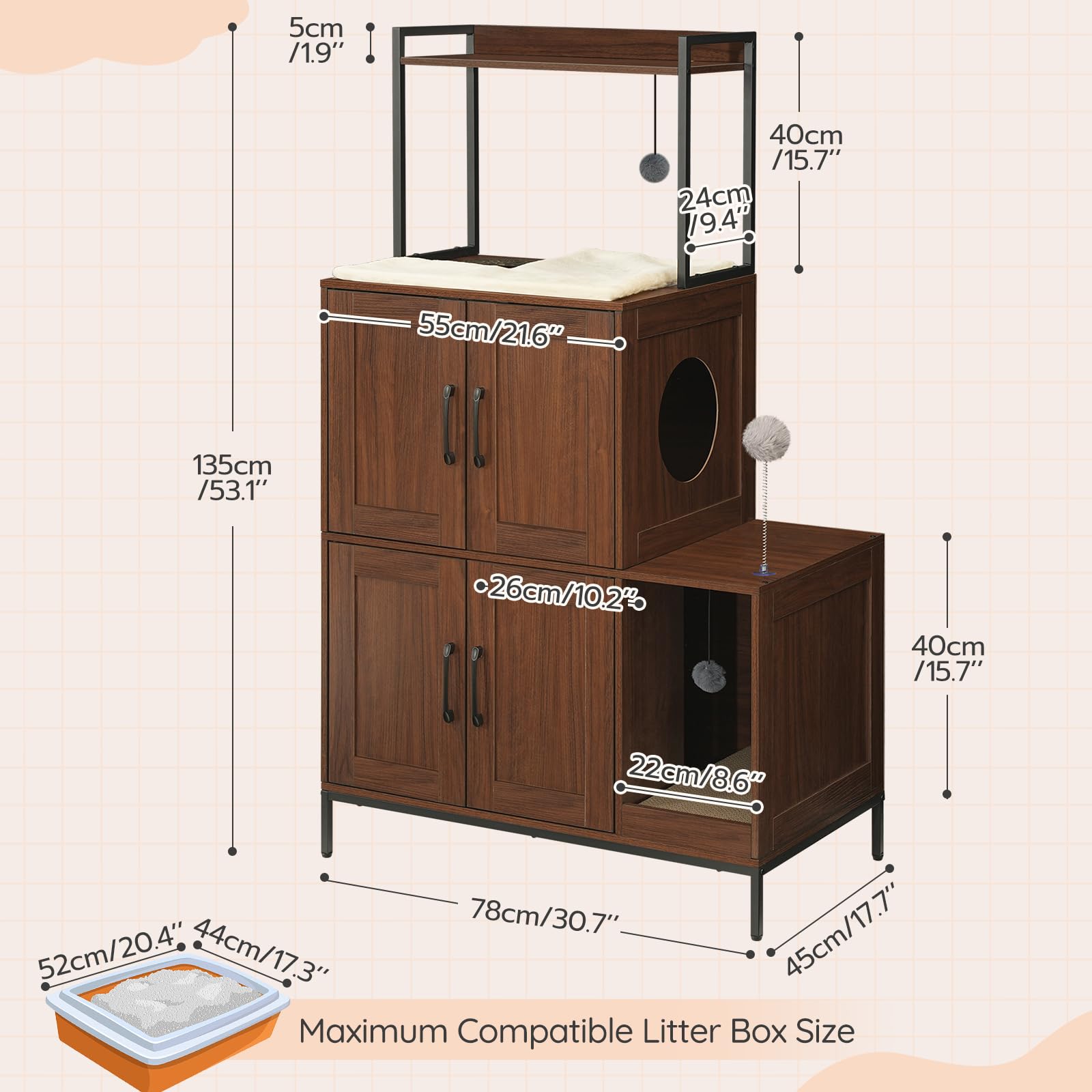 HOOBRO Litter Box Enclosure toy ball adds enrichment during litter time