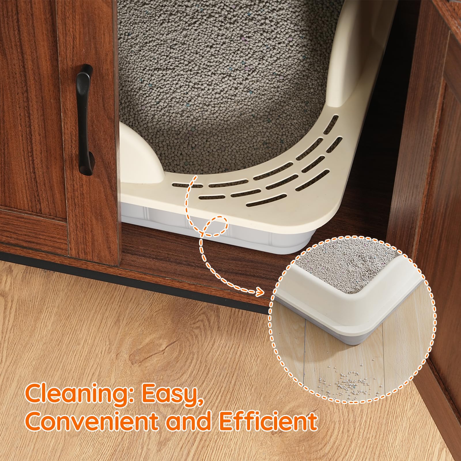 HOOBRO Litter Box Enclosure walnut wood texture blends with home decor