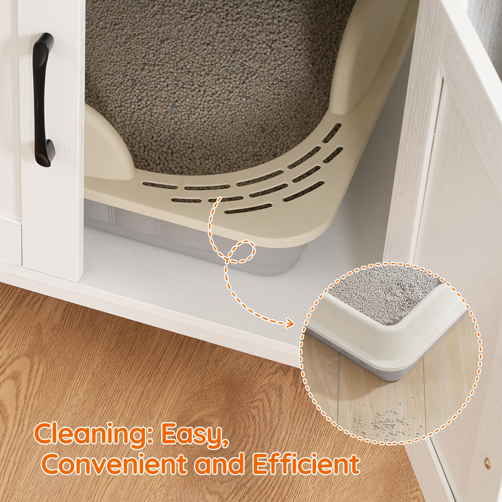 HOOBRO Litter Box Enclosure white finish blends with modern home decor