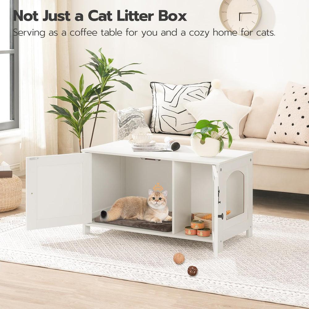 HOOBRO Litter Box Enclosure with divider demonstrating customizable space