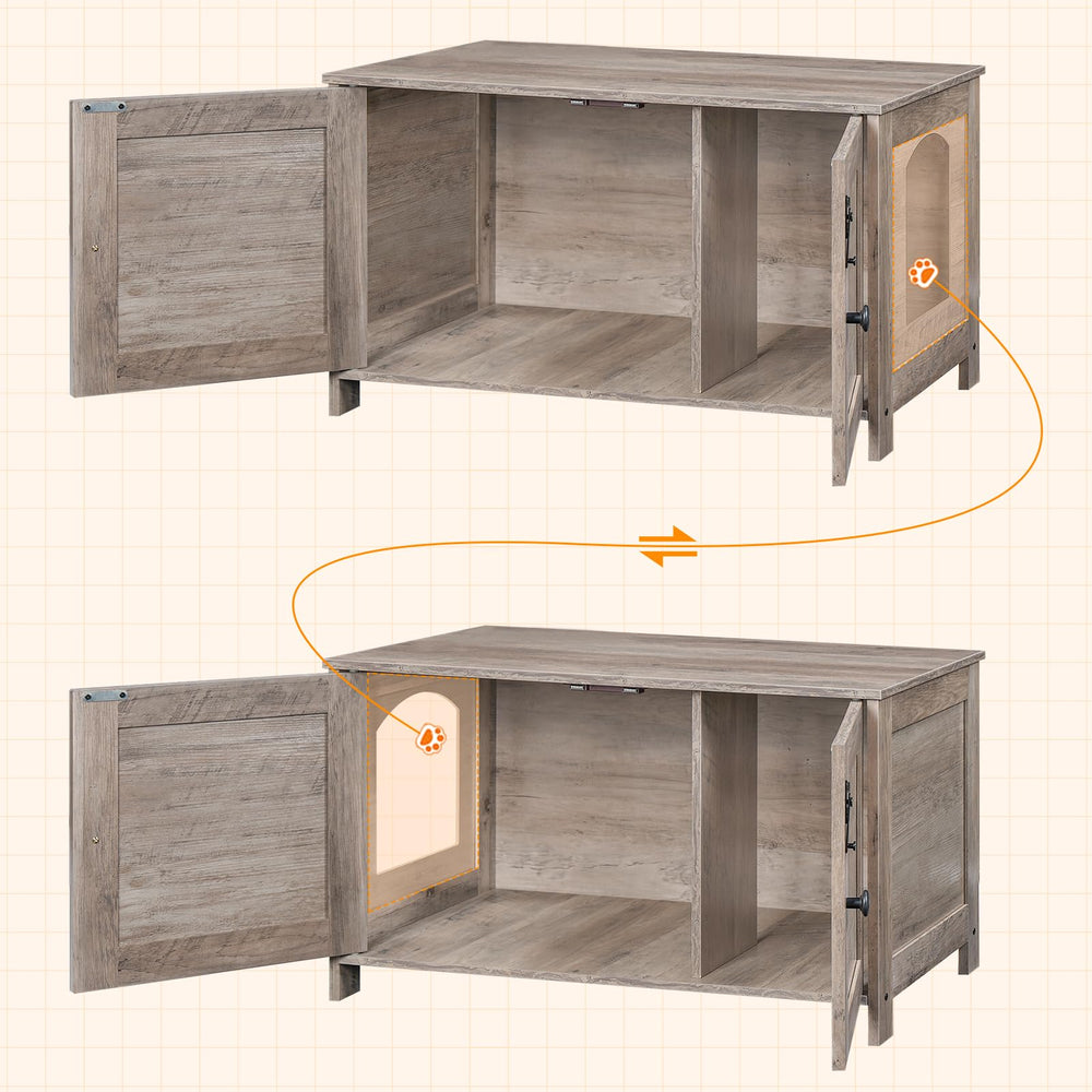 HOOBRO Litter Box Enclosure wooden finish blends with home decor.
