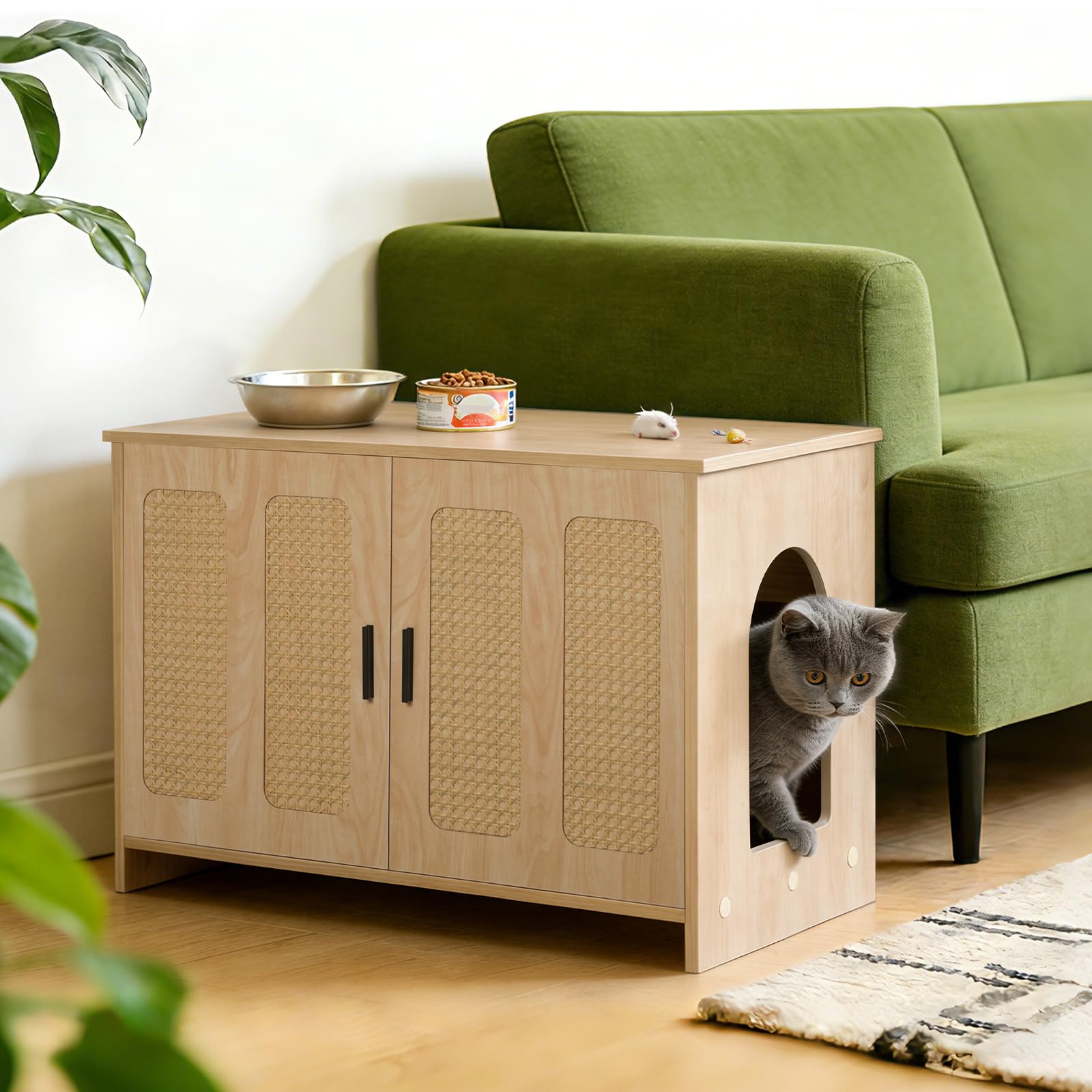 HOOBRO side table pet furniture with woven texture for living room use