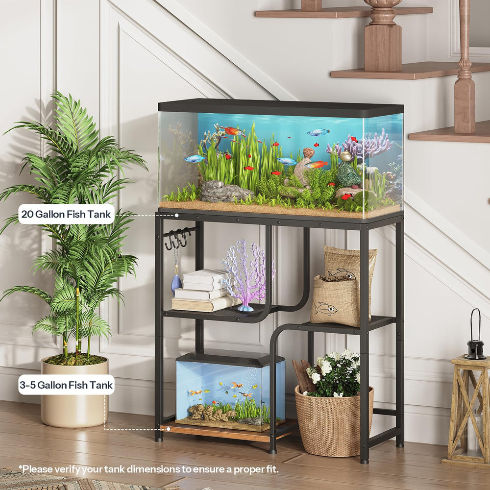 HOOBRO stand bottom shelf fits a small tank, keeping equipment organized and accessible.