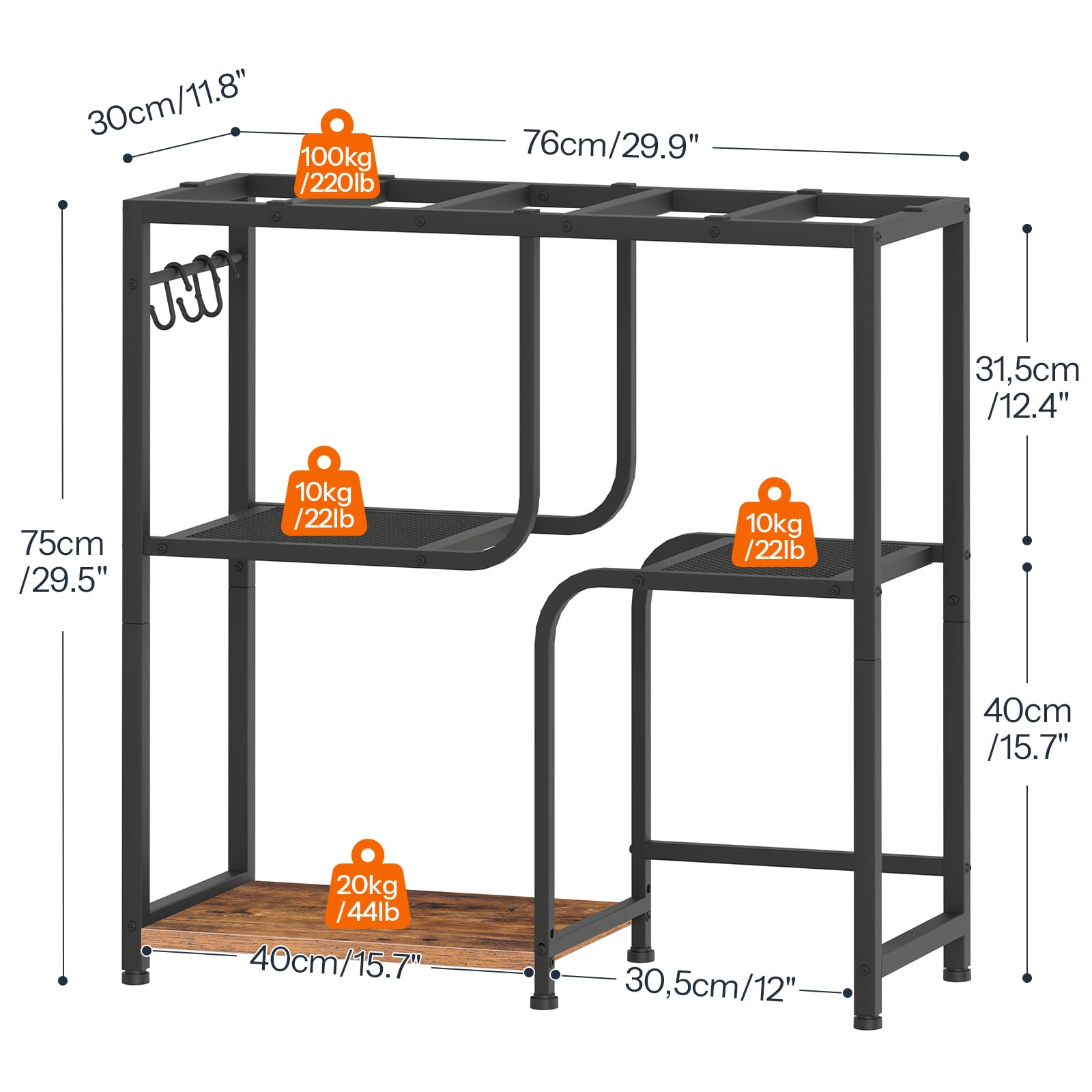 HOOBRO stand middle mesh shelf stores fish food and supplies for easy maintenance.
