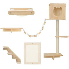 HOOBRO Wood Cat Wall Shelves collection for space-saving play and rest