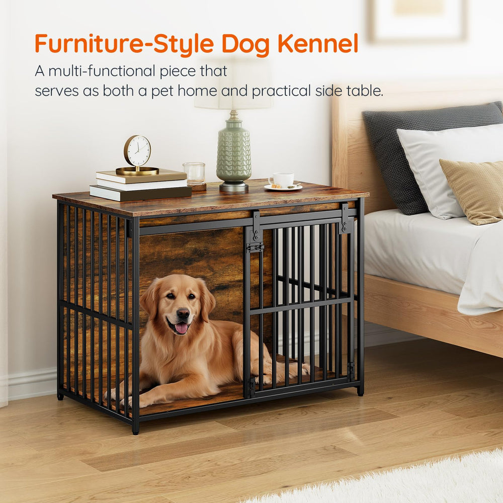 HOOBRO wooden dog crate end table doubles as stylish furniture.