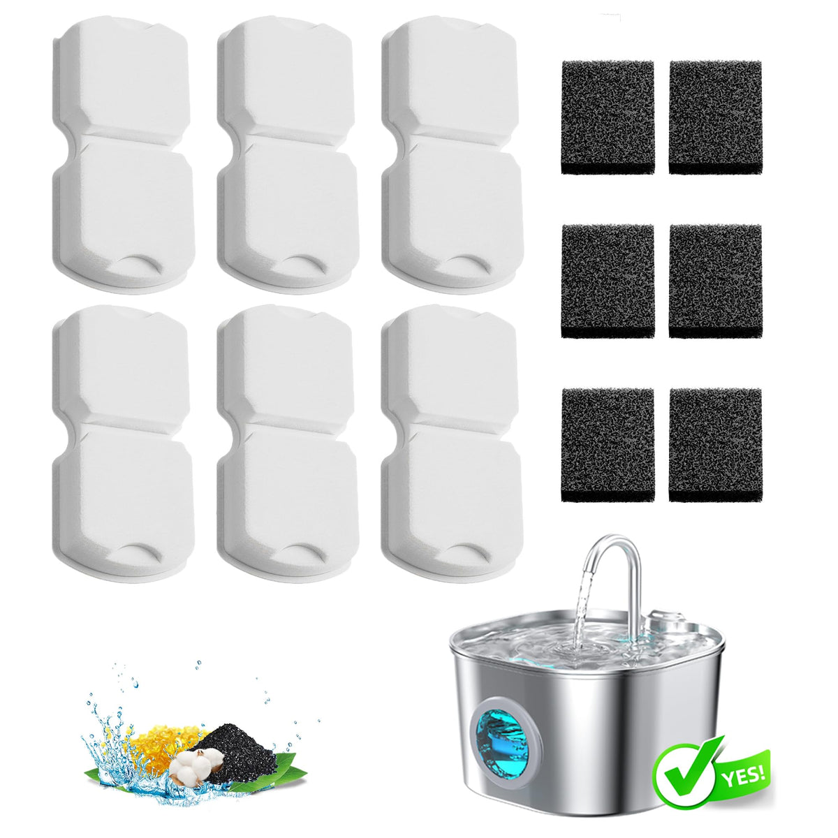 HOOISE cat fountain filter cartridge improves water purity for healthier feline hydration.