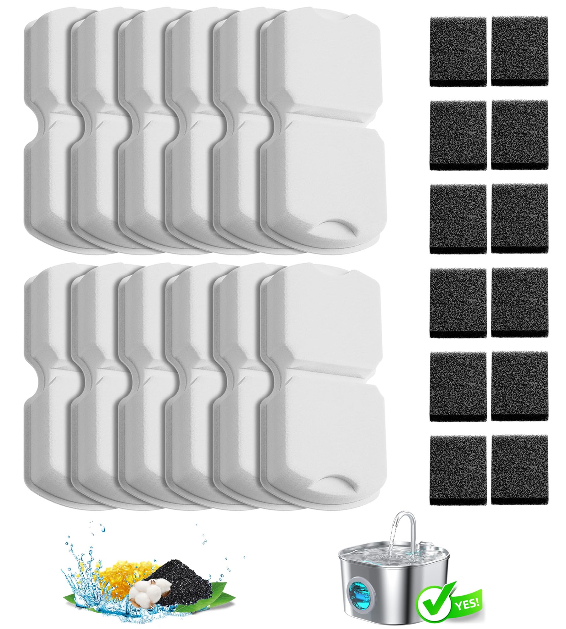HOOISE cat fountain filters 12-pack box ready for easy cartridge swaps