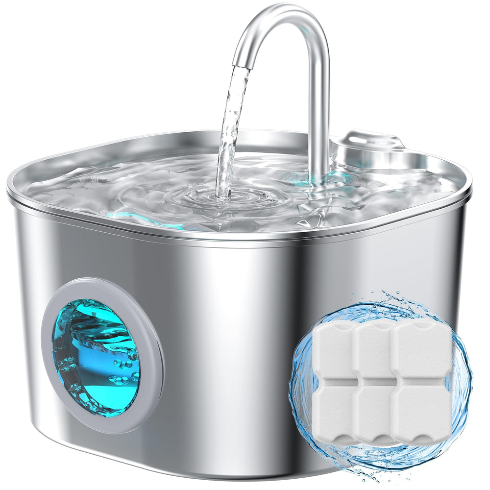 HOOISE cat water fountain stainless steel close-up showing seamless design for hygiene