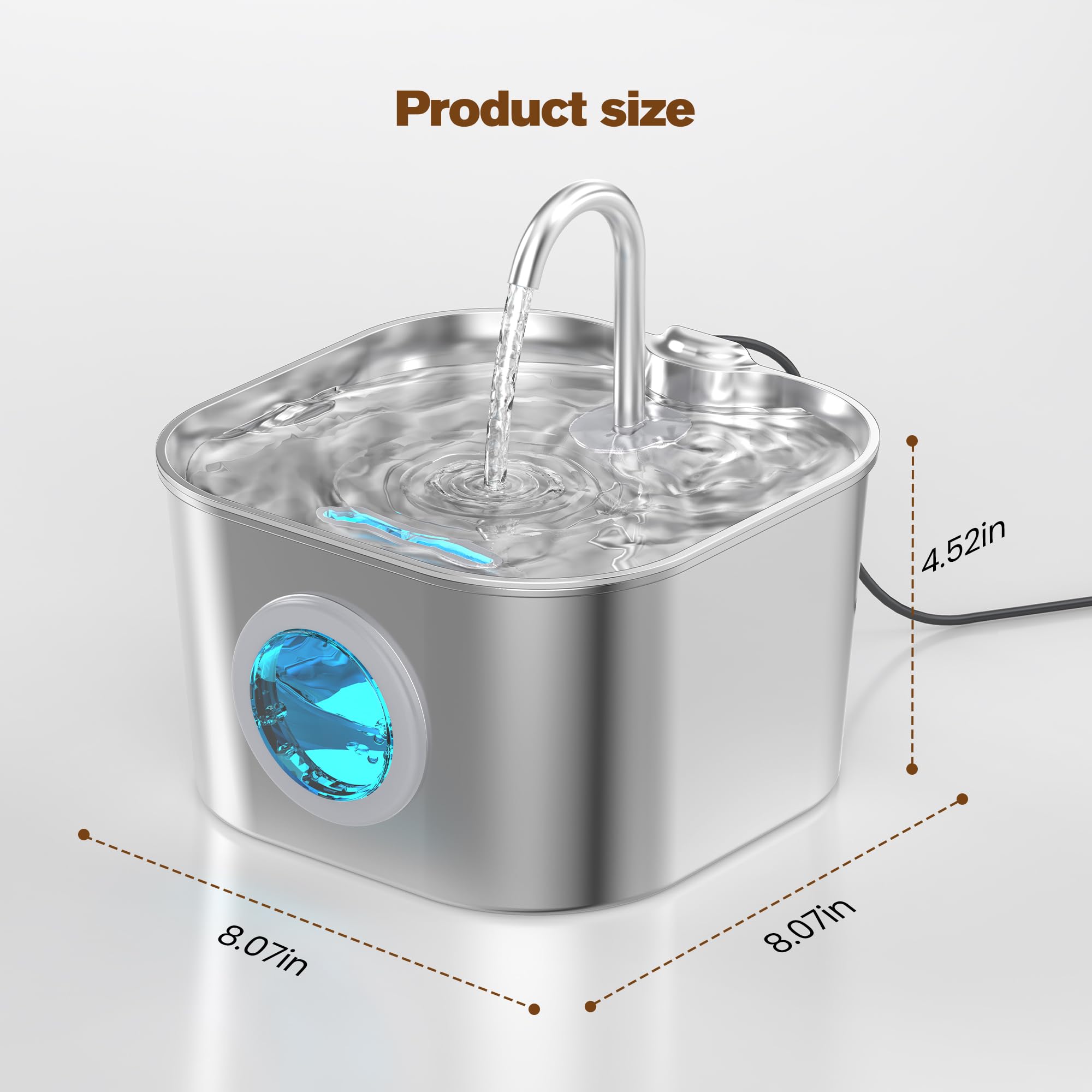 HOOISE 108oz capacity water dish supports long intervals between refills.