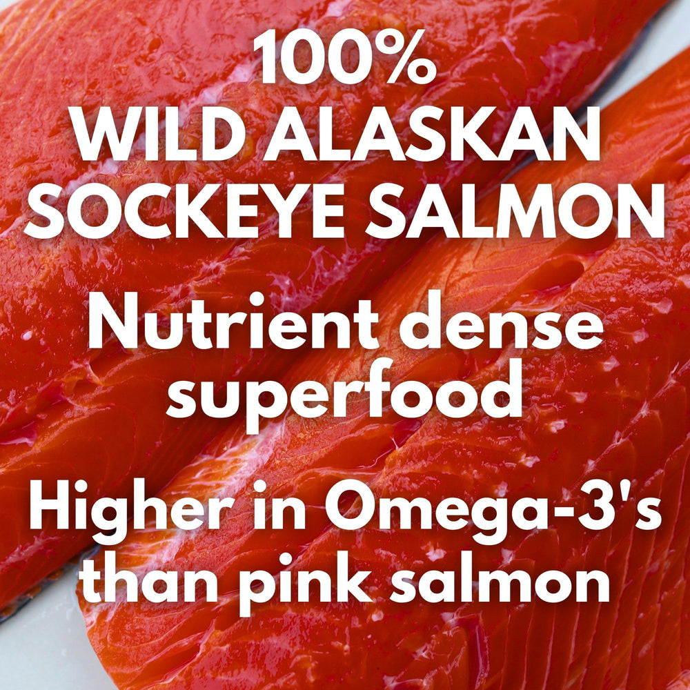 Hook Point Fisheries freeze-dried salmon treats crumbled over meals add flavor and protein