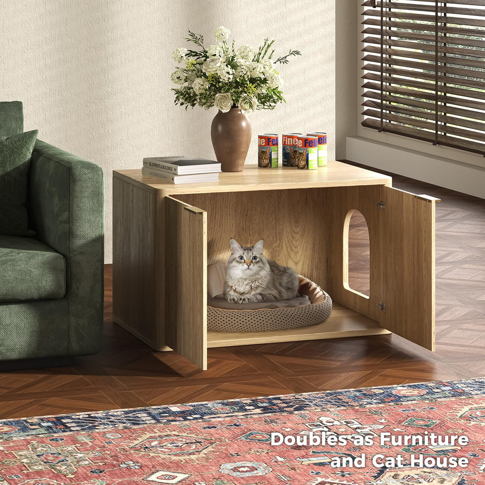 Hootata multipurpose litter enclosure doubles as end table for living spaces