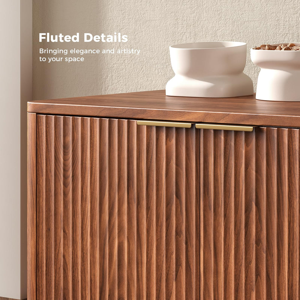 Hootata walnut litter box enclosure used as a side table for living room décor.