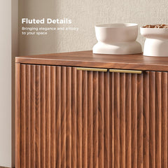 Hootata walnut litter box enclosure used as a side table for living room décor.