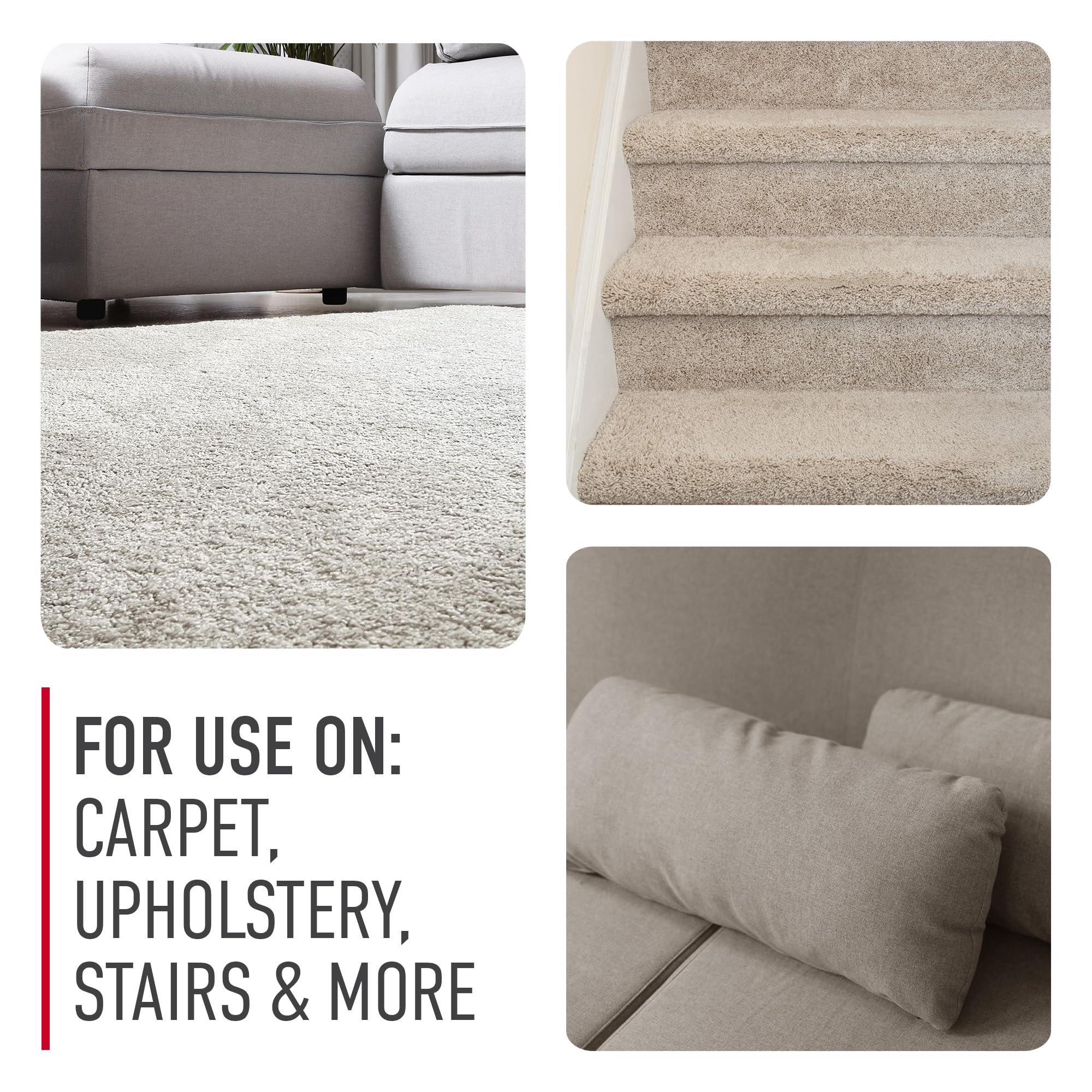 Hoover Oxy Pet solution applied on stairs and upholstery for a whole-home clean.