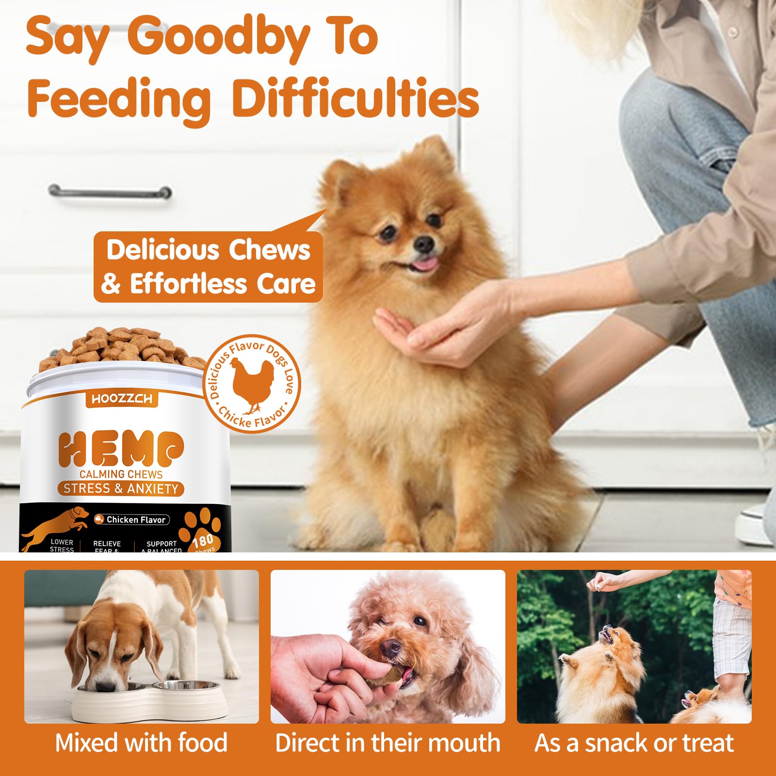 Fast-acting chews in action, calming a dog in minutes.