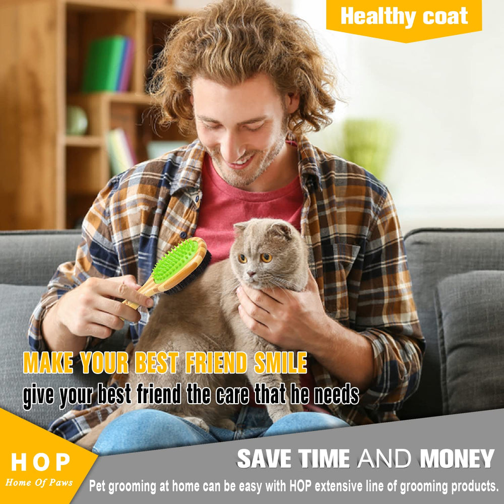 Hop Home of Paws ergonomic dog brush for comfortable grooming sessions.