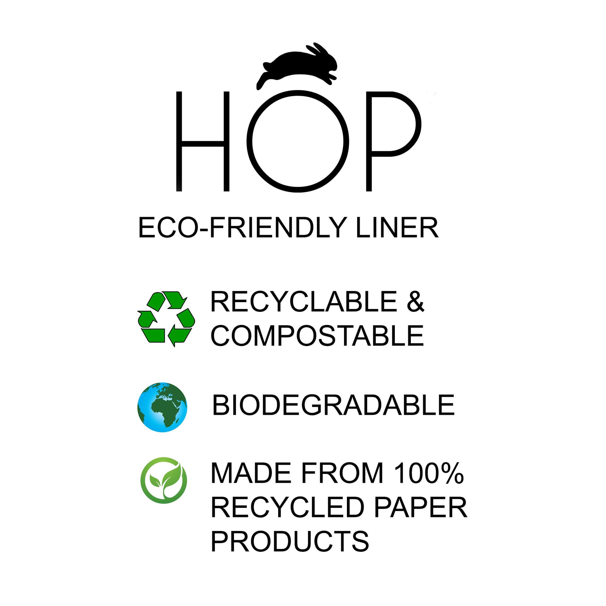 HOP biodegradable liner designed for eco-friendly, leak-free pet litter boxes.