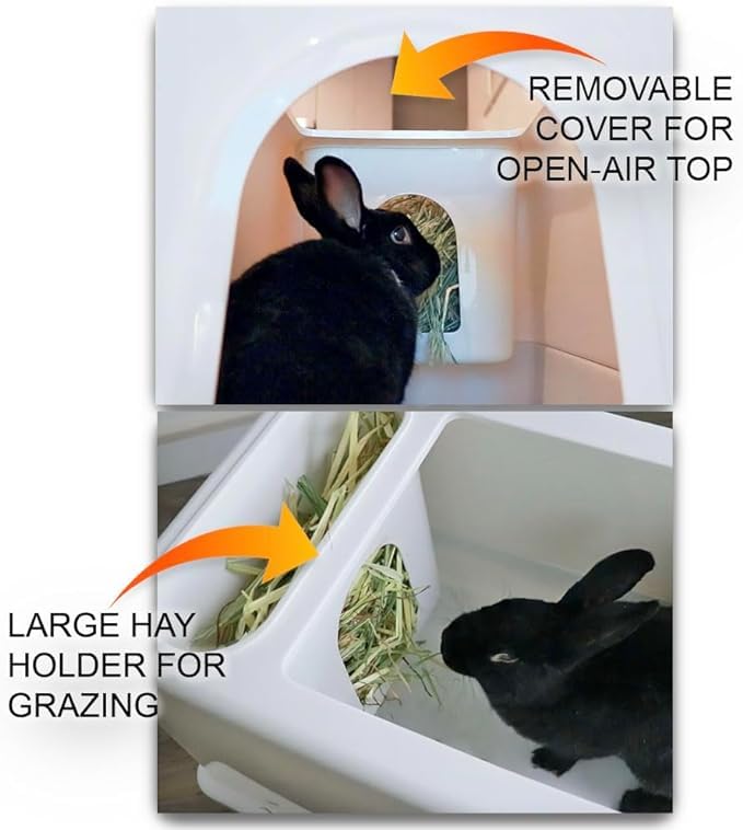 HOP Rabbit Litter Box secure lid and access cover keeps odors contained.